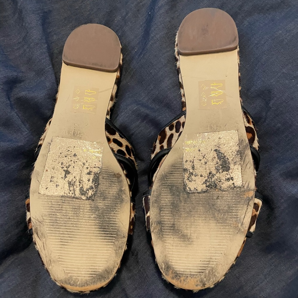 J Crew leopard calfskin slide sandals size 7 - Picture 3 of 4